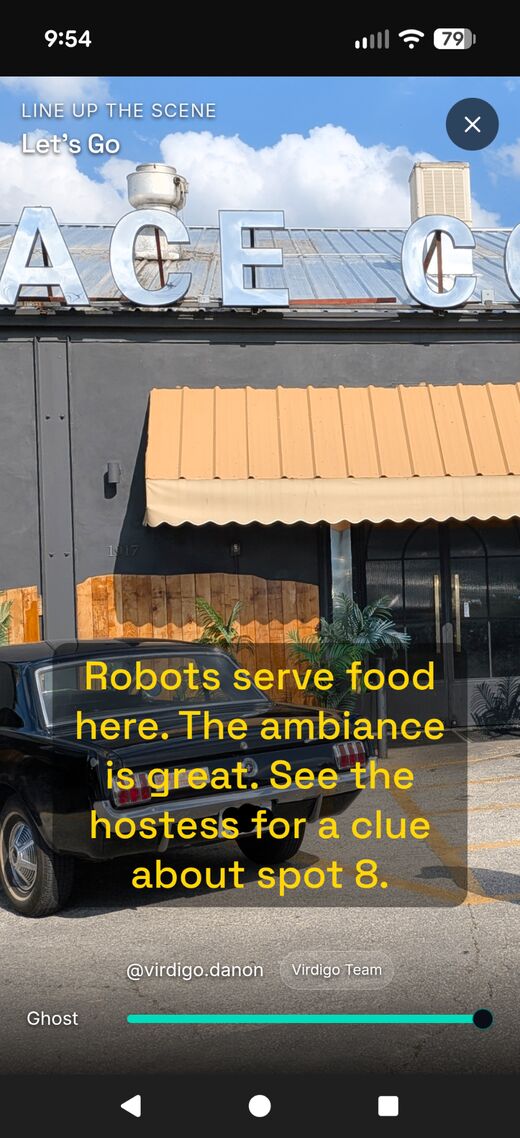 Scavenger hunts example shown in AR through a phone